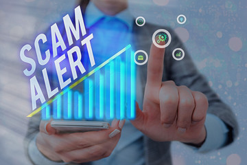 Word writing text Scam Alert. Business photo showcasing unsolicited email that claims the prospect...