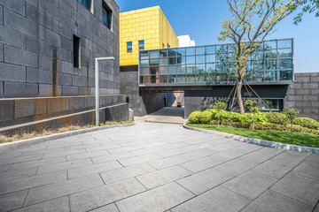 Commercial indoor and outdoor space and pavement