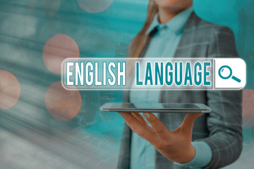 Text sign showing English Language. Business photo text third spoken native lang in world after...