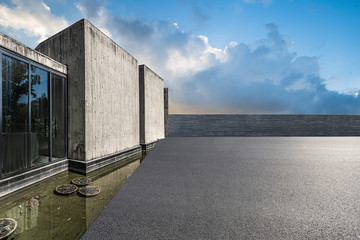 Commercial indoor and outdoor space and pavement