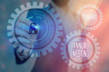 Word writing text Annual Meeting. Business photo showcasing yearly meeting of the general...