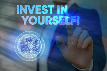 Conceptual hand writing showing Invest In Yourself. Concept meaning learn new things or materials...