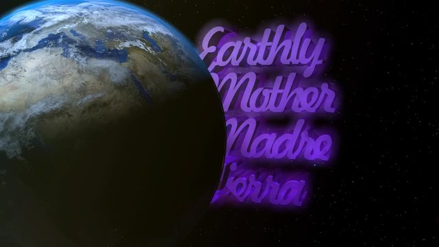 Madre Tierra  Letras 3d saliendo detr&aacute;s del planeta tierra