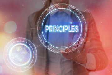Conceptual hand writing showing Principles. Concept meaning fundamental truth that serves as the...