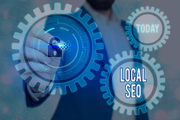 Word writing text Local Seo. Business photo showcasing helps businesses promote products and...