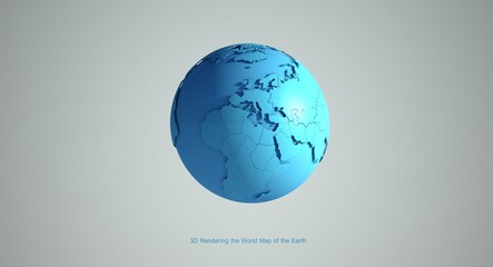 3d rendering Earth background. world map of the blue earth with white background.