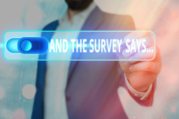 Word writing text And The Survey Says. Business photo showcasing written spoken results of short...