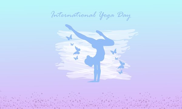 International yoga day logo design. human meditation in lotus flower vector illustration