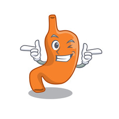 Cartoon design of stomach showing funny face with wink eye