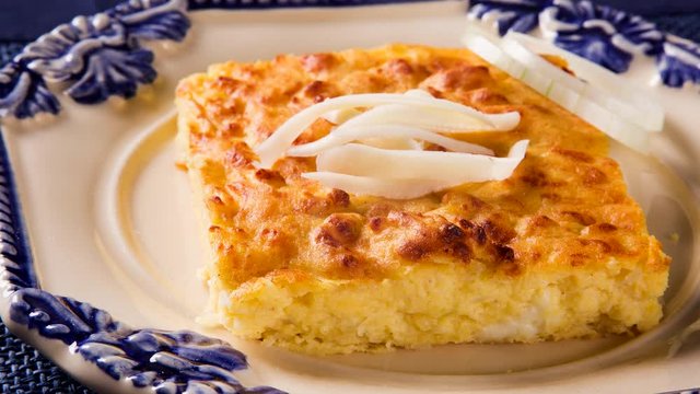 Soup from paraguay with white corn. Omelet with Smoke.