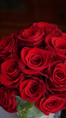 Very beautiful bouquet with red roses.
