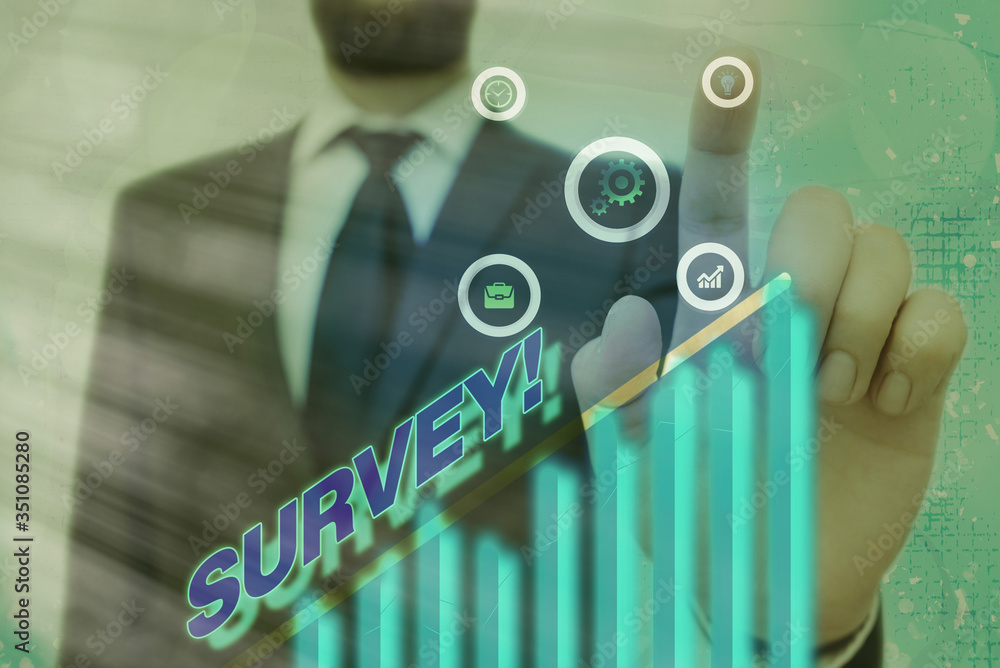 Aufkleber word writing text survey. business photo showcasing research method used for collecting data from a 