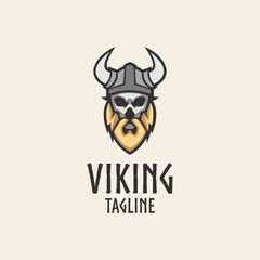 Simple and clean Viking head mascot logo design template with isolated background