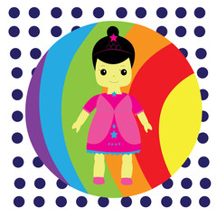 Unique cute child doll colorful vector design