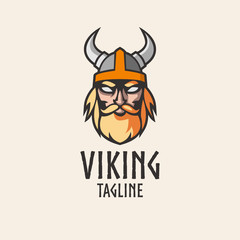 Simple and clean Viking head mascot logo design template with isolated background