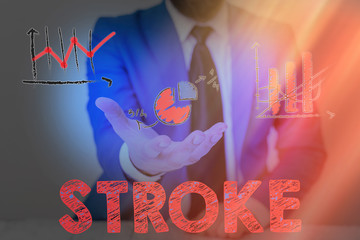 Writing note showing Stroke. Business concept for Patients losing consciousness due to poor blood...