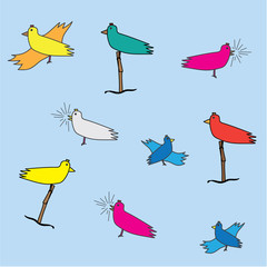 childish patterns. with cute birds, for wrapping cloth, textile. vector design