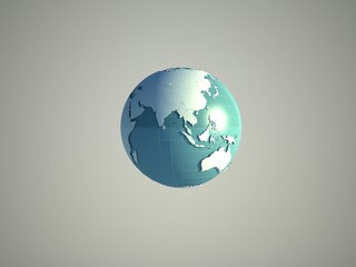 green earth globe on warm background. 3d rendering of grid earth.