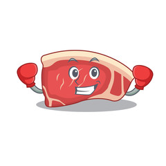Mascot design of sirloin as a sporty boxing athlete