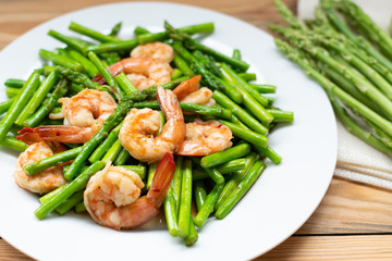 Asparagus fried with Shrimp healthy appetizer