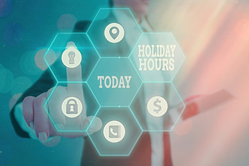 Handwriting text Holiday Hours. Conceptual photo employee receives twice their normal pay for all...