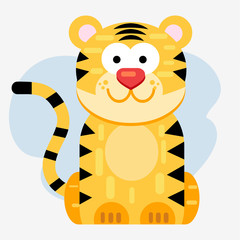 cute tiger animal sitting vector illustration 