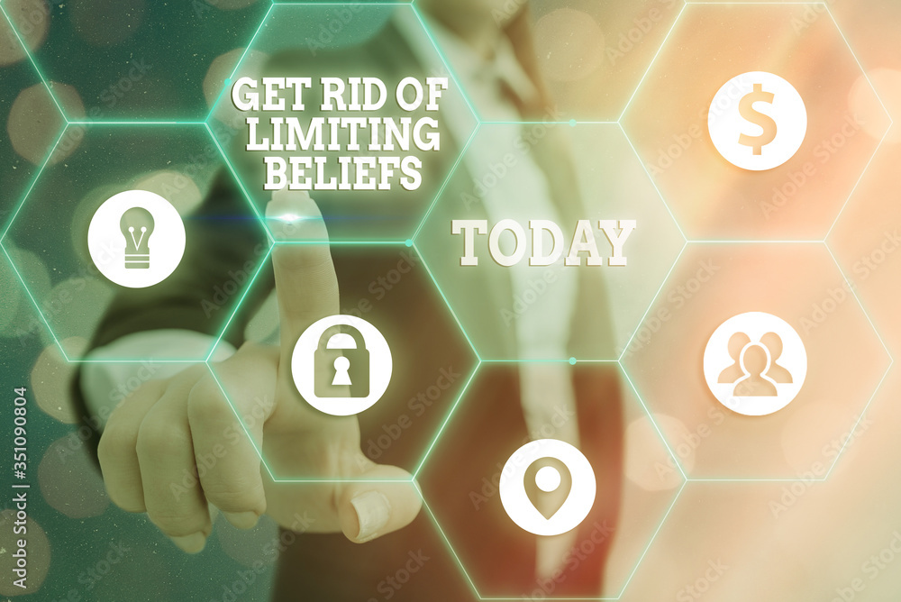 Poster conceptual hand writing showing get rid of limiting beliefs. concept meaning remove negative beliefs