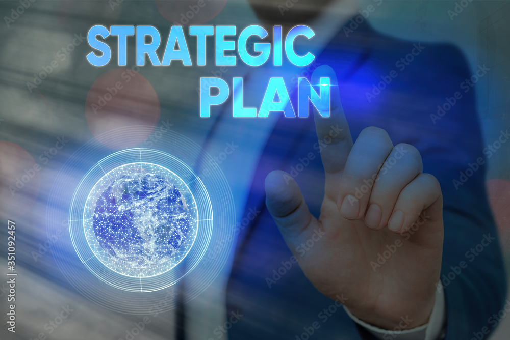 Poster conceptual hand writing showing strategic plan. concept meaning a systematic process of envisioning 