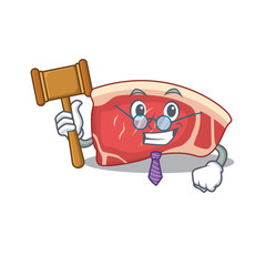 A wise judge of sirloin mascot design wearing glasses