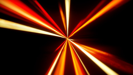 Light lines streak. Data transfer and hyperspeed travel concept. Bright dynamic energy neon lines flying along curved trajectory.