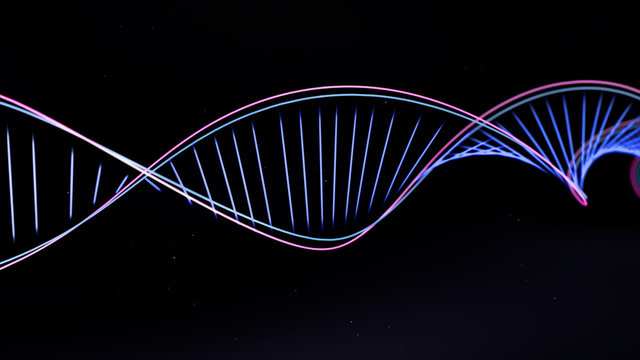 Abstract Colorful Wire DNA Strand. Concept of Isolated Artificial DNA.