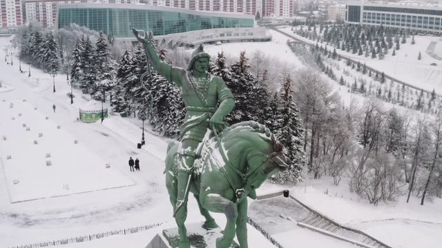 Monument to Salavat Yulaev in Ufa at winter