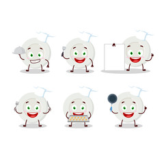 Cartoon character of plate angry expression with various chef emoticons