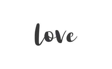 Love word hand drawn text. Lettering style typography,