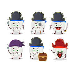 Cartoon character of plate angry expression with various pirates emoticons