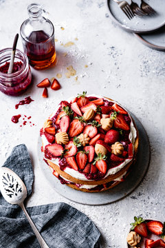 Gluten free strawberry maple cream cake.