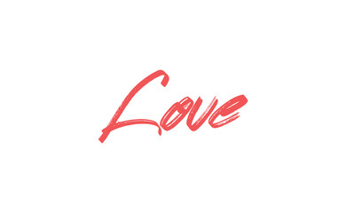 Love word hand drawn text. Lettering style typography,