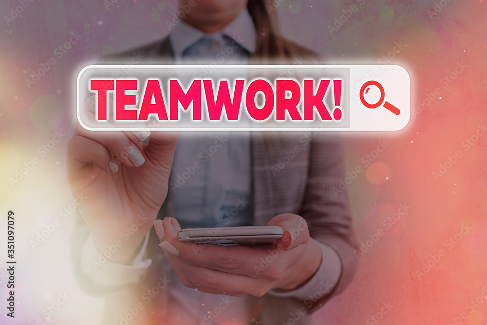 Poster text sign showing teamwork. business photo text combined action of group especially when effective a