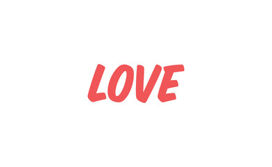 Love word hand drawn text. Lettering style typography,