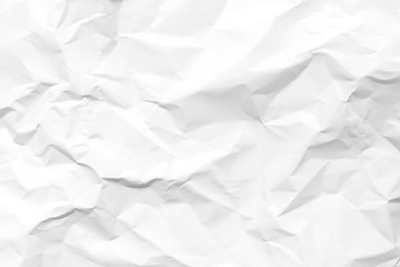 White crumpled paper texture background. Clean white paper. Top view.	
