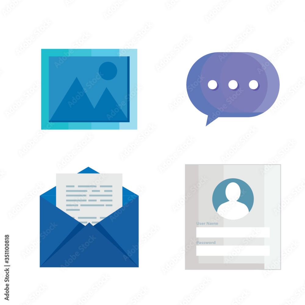 Poster set of login password information and icons design