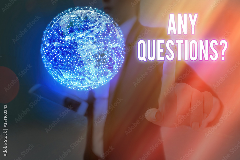Poster word writing text any questions question. business photo showcasing you say write order to ask an in