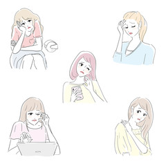 女性に多い体調不良　イラストセット
