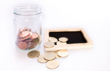 Save money in jars and blackboards