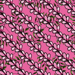 Trendy floral pink vector seamless, great design for any purpose. Wedding floral decorations. Fashionable retro style. Elegant decoration. Summer background. Textile design.