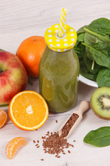 Freshly blended coctail from natural fruits and vegetables, healthy nutrition concept