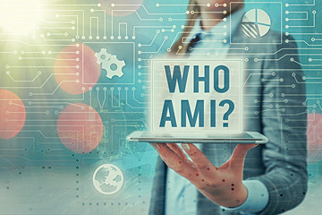 Conceptual hand writing showing Who Am I Question. Concept meaning asking about self identity or an...