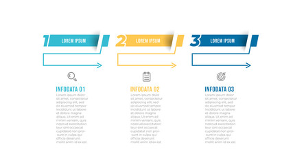 Obraz premium Presentation business infographic template design with icons and 3 options, steps, arrows. Vector illustration.