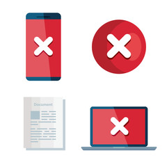 Obraz premium set of icons insecurity and technology error vector illustration design