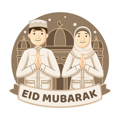 Happy Eid Mubarak Illustration. Vector Illustration.